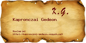 Kapronczai Gedeon névjegykártya