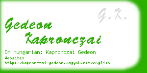 gedeon kapronczai business card